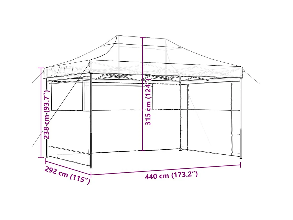 Carpa de recepción plegable emergente de 3 lados verde