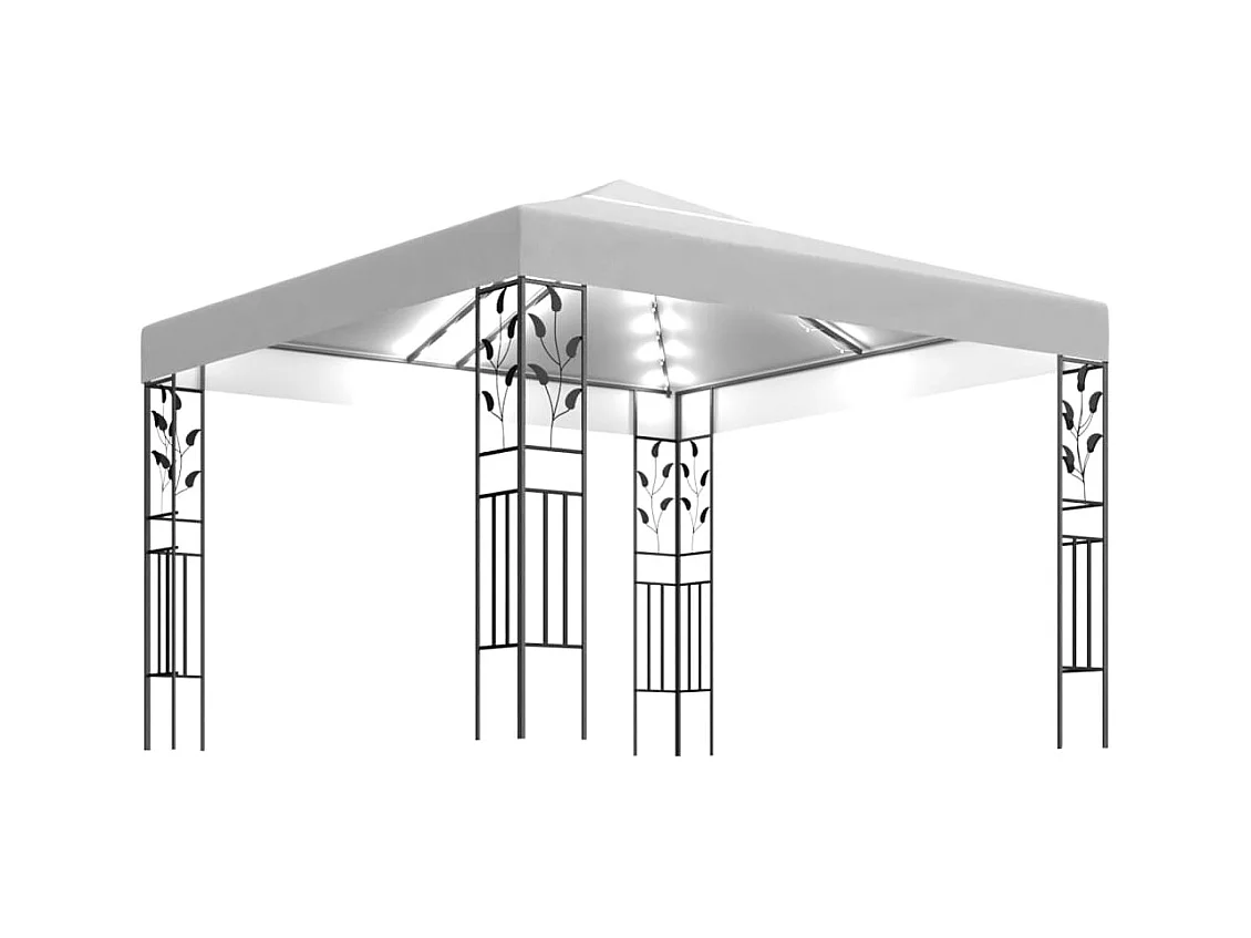 Cenador con guirnalda de luces LED 3x3 m Blanco