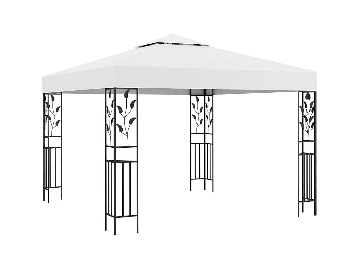 Cenador con guirnalda de luces LED 3x3 m Blanco