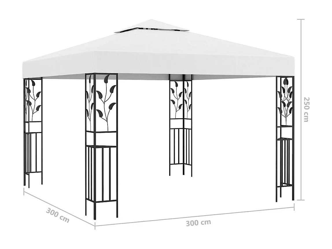 Cenador con guirnalda de luces LED 3x3 m Blanco