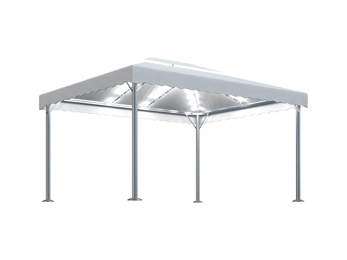 Gazebo con ghirlanda luminosa a LED 4x3 m Crema Alluminio