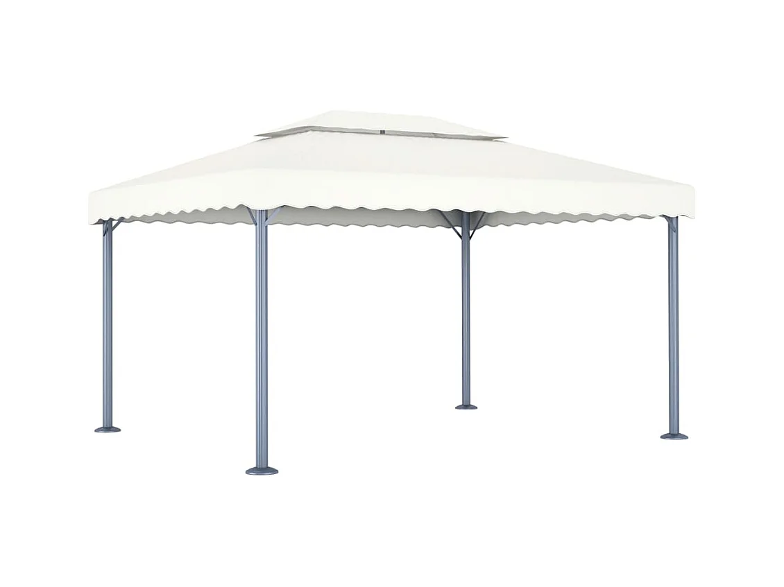 Gazebo con ghirlanda luminosa a LED 4x3 m Crema Alluminio