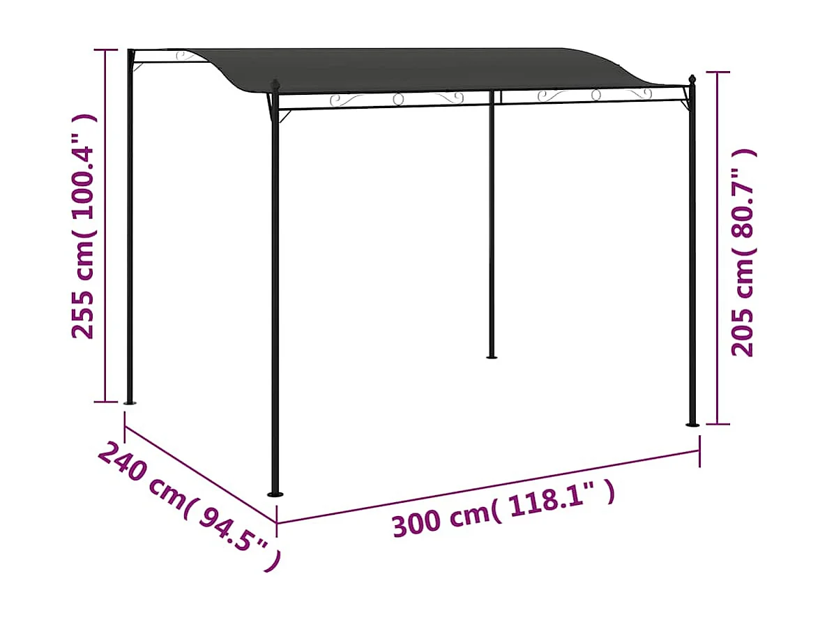 Sonnenschirmdach 3 x 2,4 m Anthrazit