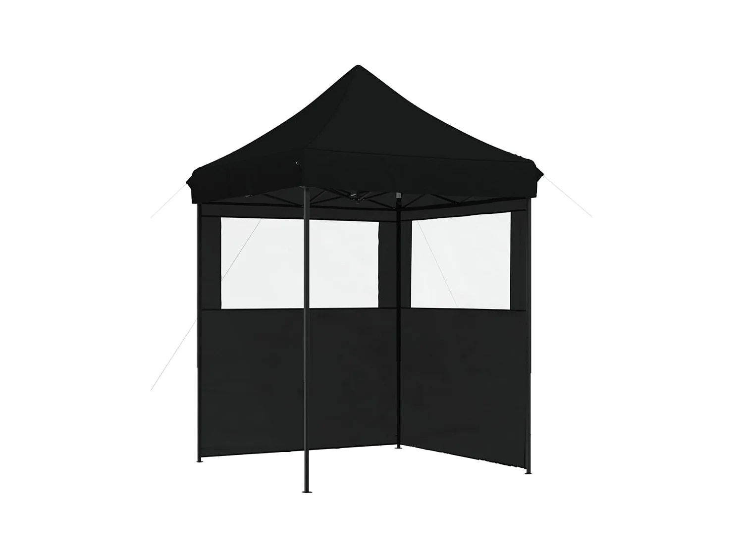 Tenda pieghevole pop-up nera per ricevimenti con 2 pareti laterali