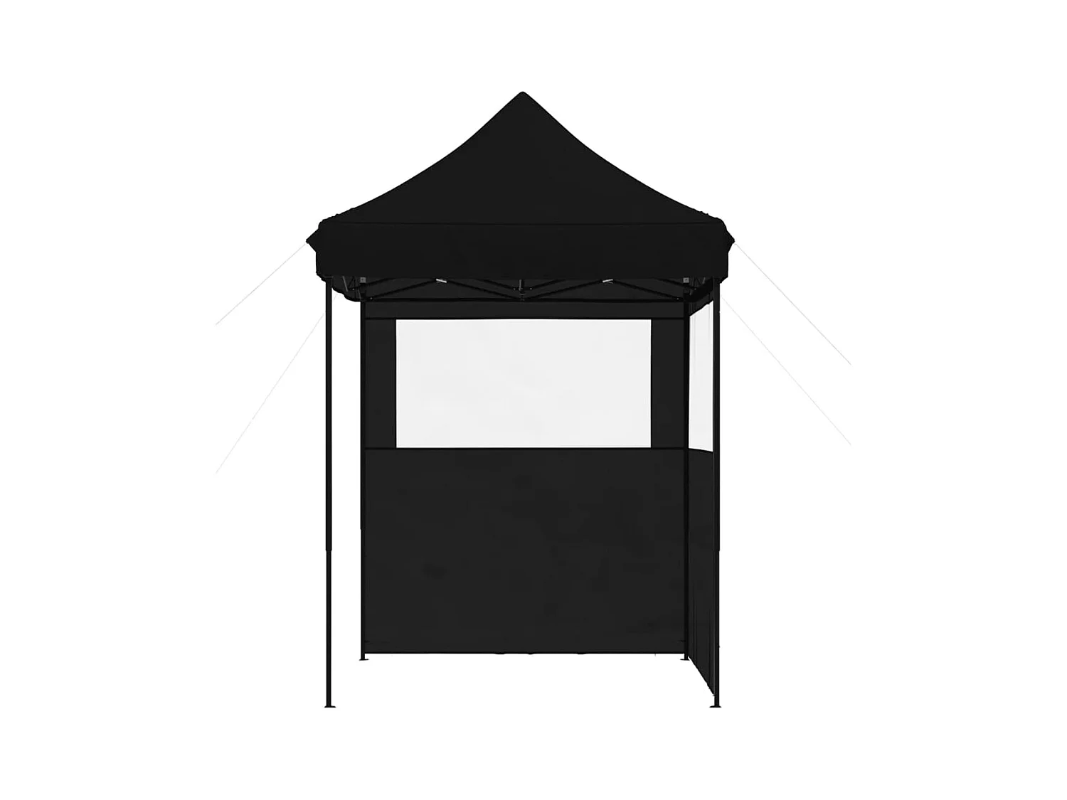 Tenda pieghevole pop-up nera per ricevimenti con 2 pareti laterali