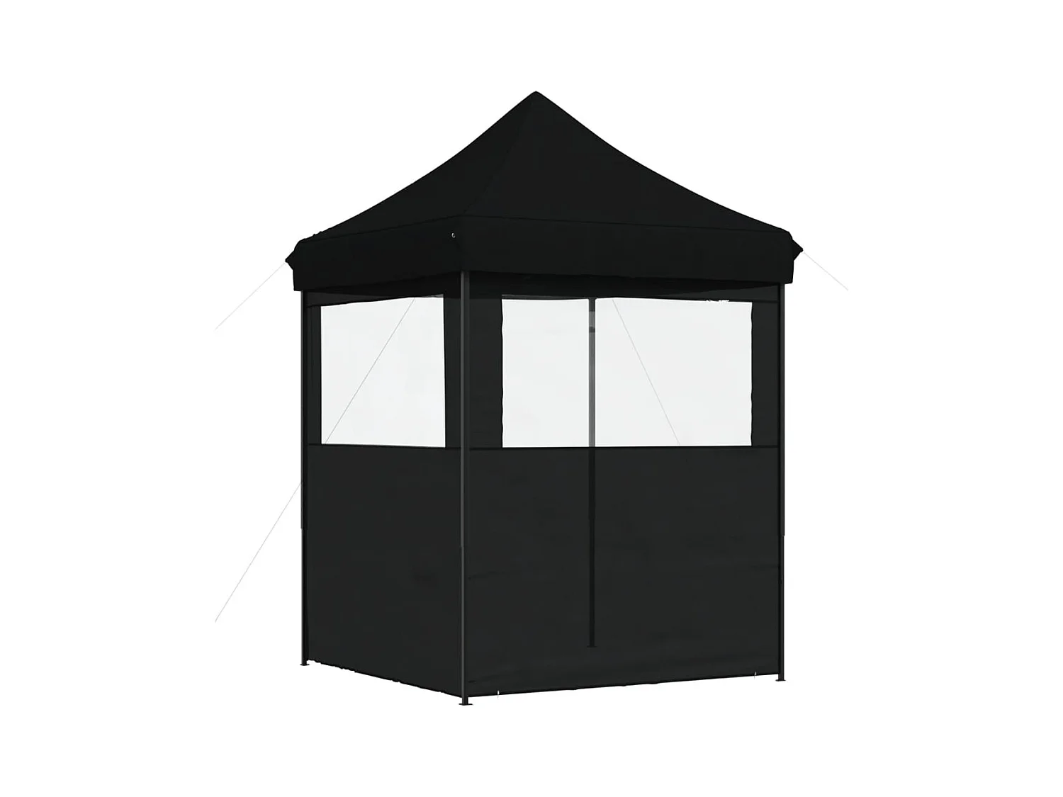 Tenda pieghevole pop-up nera per ricevimenti con 2 pareti laterali