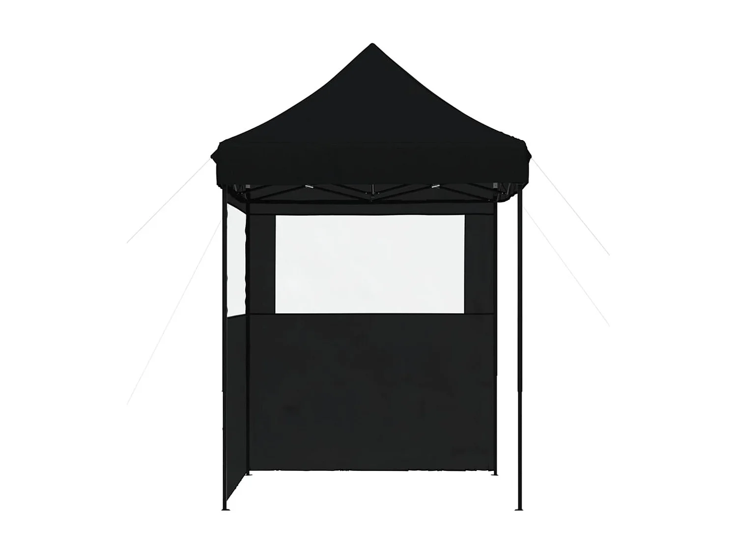 Tenda pieghevole pop-up nera per ricevimenti con 2 pareti laterali