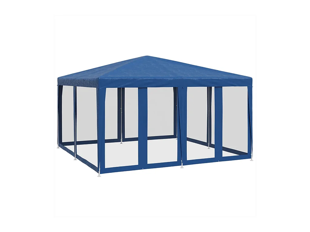 Tente de fête avec 8 parois latérales en maille bleu 4x4m PEHD