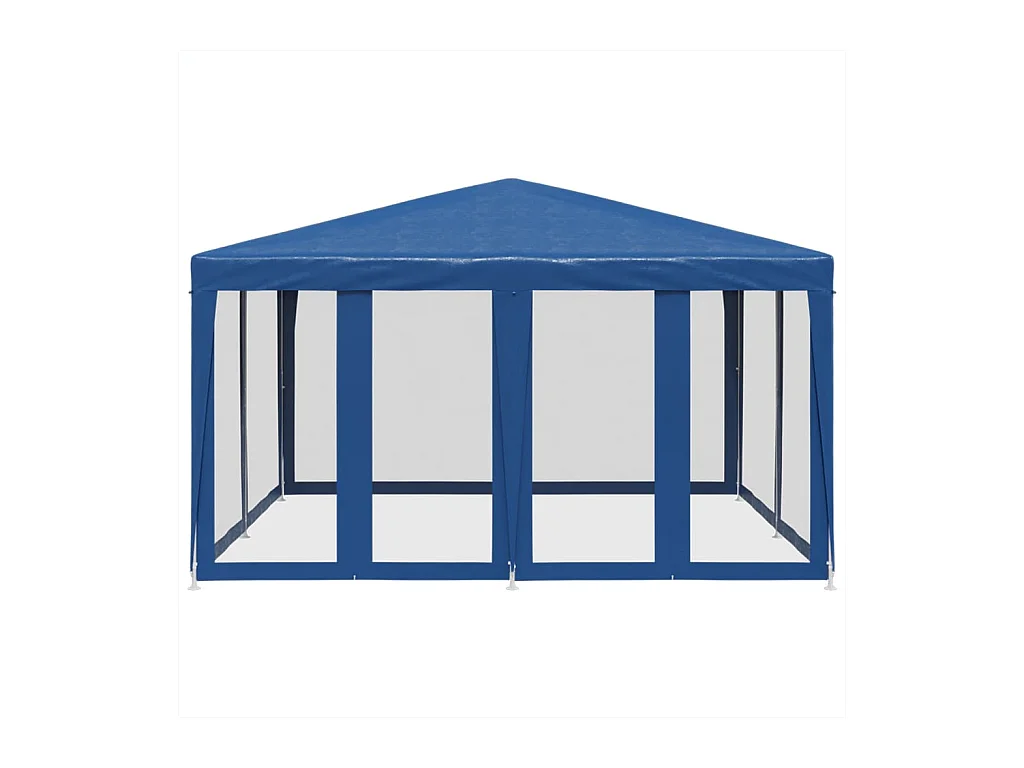 Tente de fête avec 8 parois latérales en maille bleu 4x4m PEHD