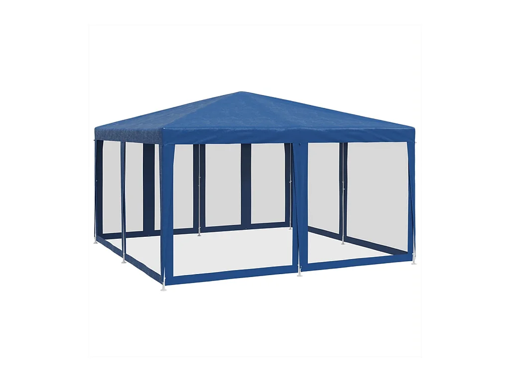 Tente de fête avec 8 parois latérales en maille bleu 4x4m PEHD