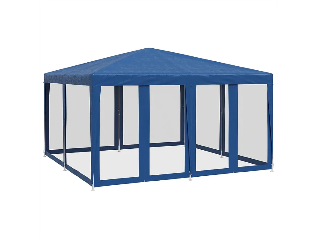Tente de fête avec 8 parois latérales en maille bleu 4x4m PEHD