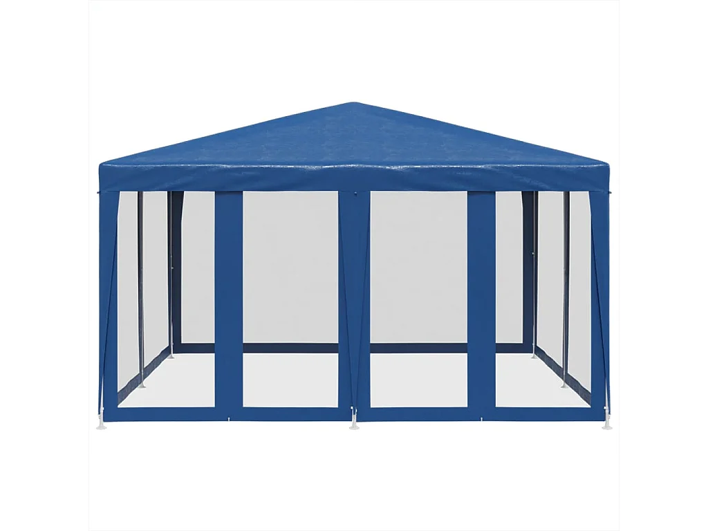 Tente de fête avec 8 parois latérales en maille bleu 4x4m PEHD