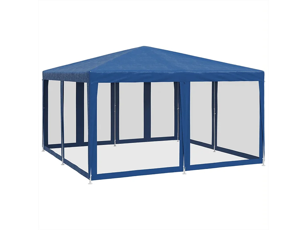 Tente de fête avec 8 parois latérales en maille bleu 4x4m PEHD