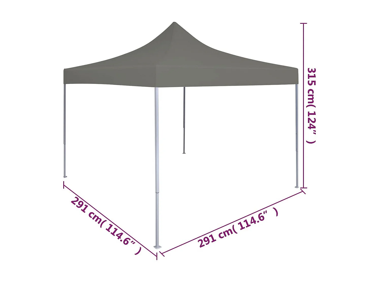 x 3 m Antraciet Pop-up Ontvangsttent