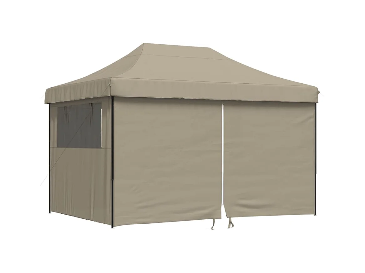 Carpa de recepción plegable retráctil con 4 paredes laterales en color topo