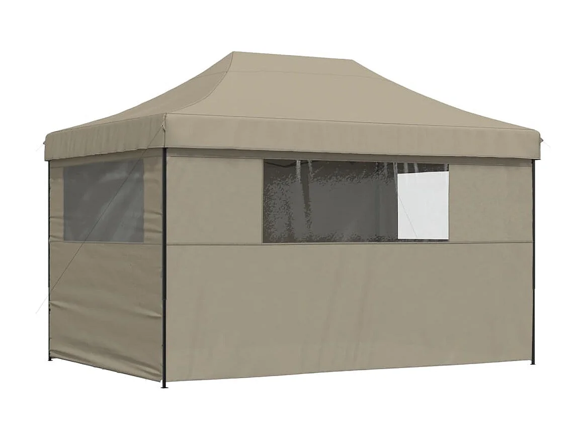 Tenda da ricevimento pieghevole retrattile con 4 pareti laterali color tortora