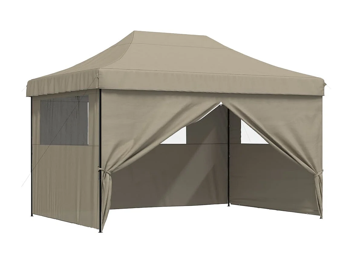 Tenda da ricevimento pieghevole retrattile con 4 pareti laterali color tortora