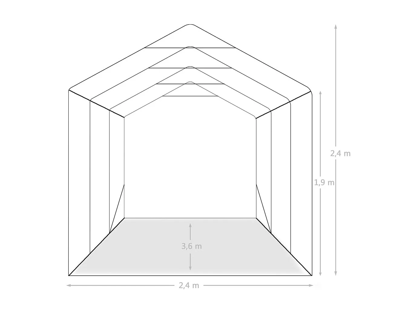Tente de garage PVC 2,4x3,6 m Vert