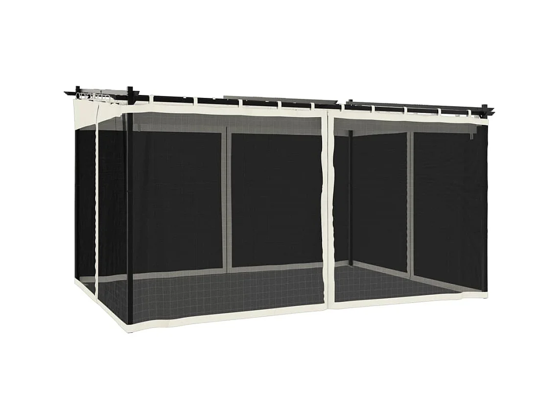 Cenador de malla de acero color crema de 4x3 m con paredes