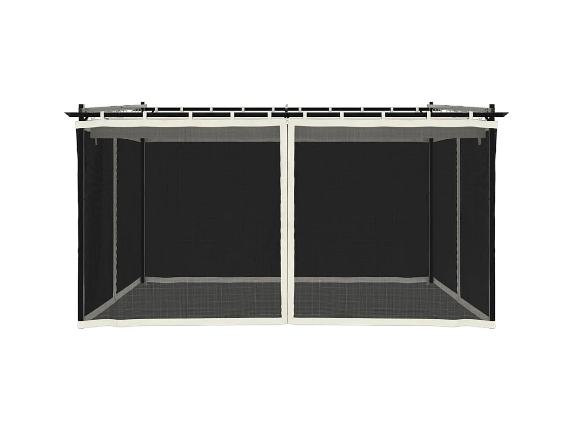 Cenador de malla de acero color crema de 4x3 m con paredes