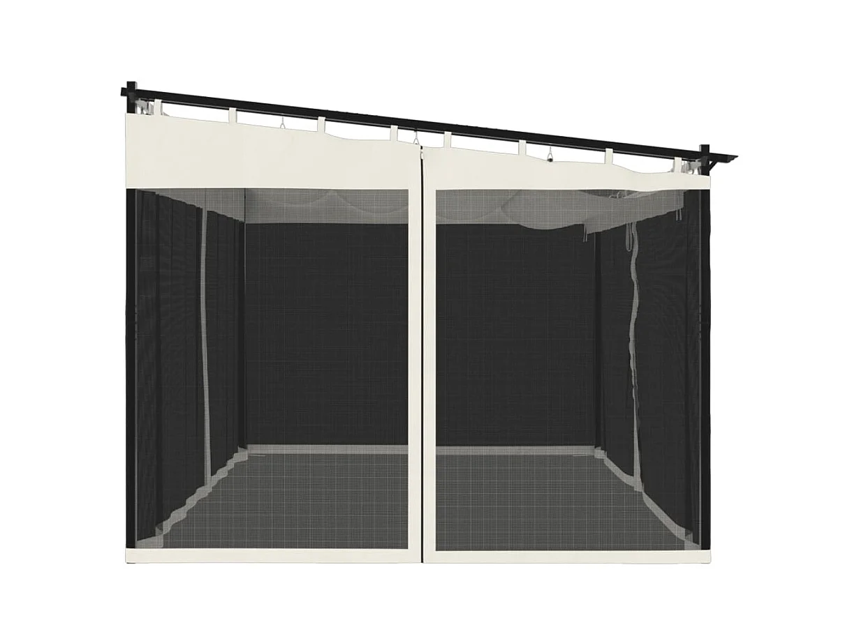 Cenador de malla de acero color crema de 4x3 m con paredes