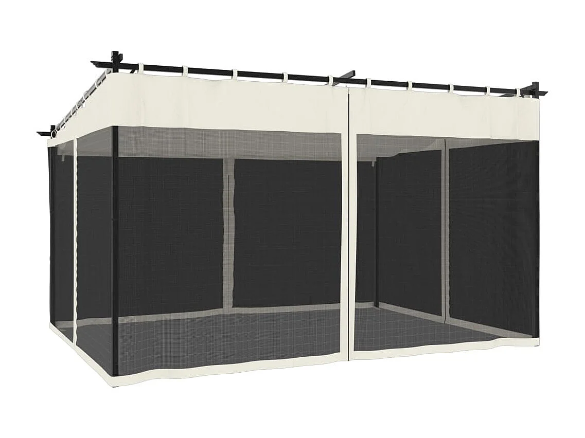 Gazebo in rete di acciaio color crema 4x3 m con pareti