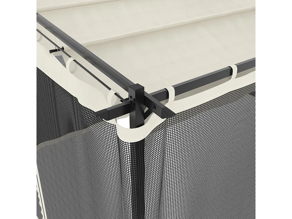 Gazebo in rete di acciaio color crema 4x3 m con pareti