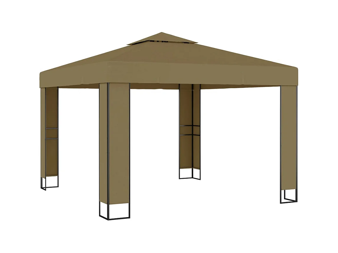 Belvédère avec double toit 3x3x2,7 m Taupe 180 g/m²