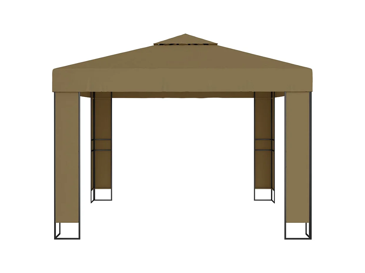 Belvédère avec double toit 3x3x2,7 m Taupe 180 g/m²