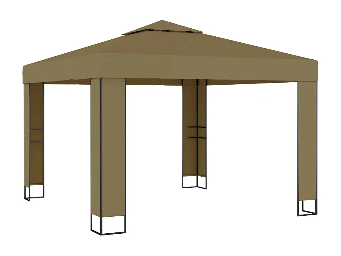 Belvédère avec double toit 3x3x2,7 m Taupe 180 g/m²