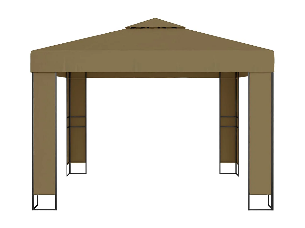 Belvédère avec double toit 3x3x2,7 m Taupe 180 g/m²