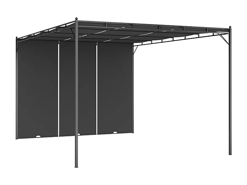 Belvédère de jardin avec rideau latéral 4x3x2,25 m Anthracite