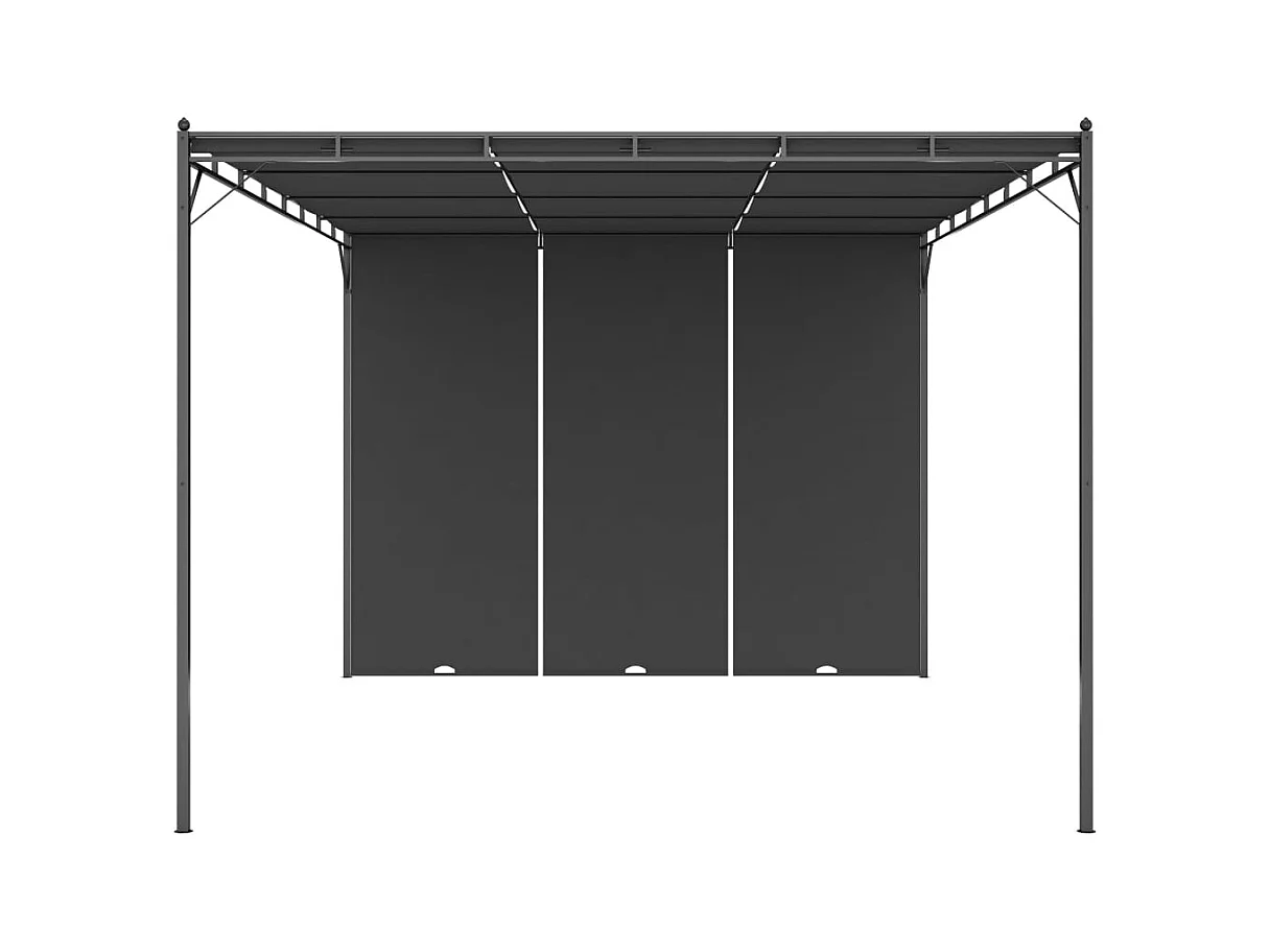 Cenador de jardín con cortina lateral 4x3x2,25 m Antracita