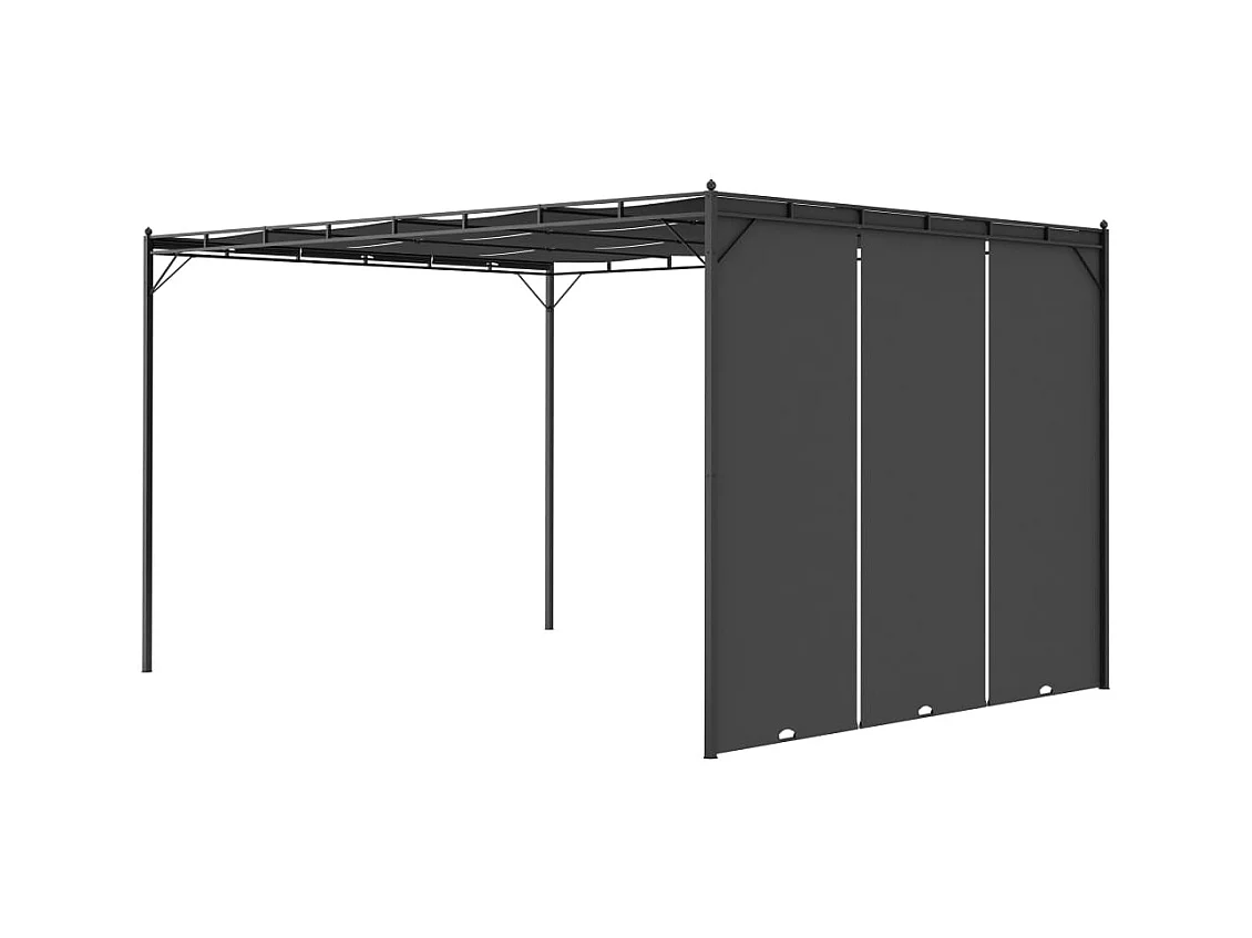 Cenador de jardín con cortina lateral 4x3x2,25 m Antracita