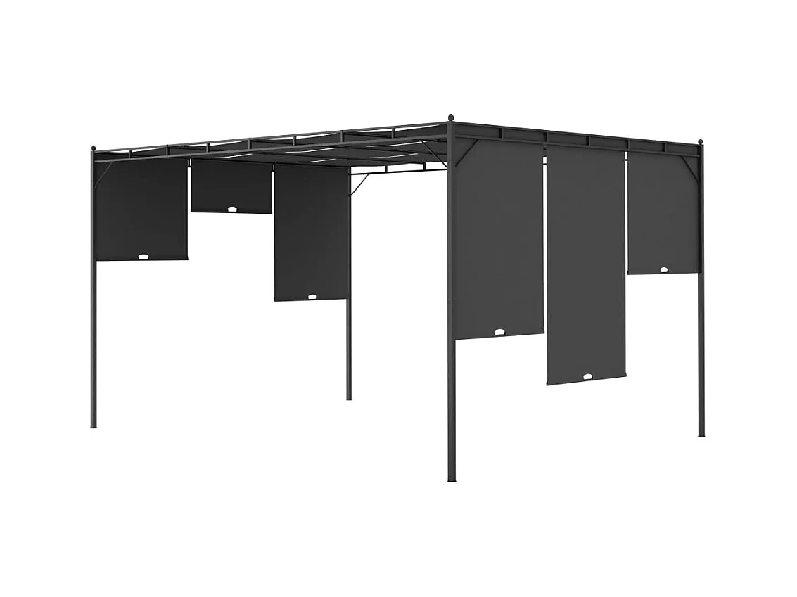 Cenador de jardín con cortina lateral 4x3x2,25 m Antracita