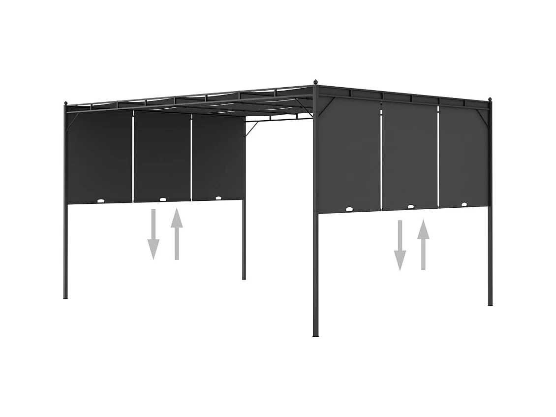 Cenador de jardín con cortina lateral 4x3x2,25 m Antracita