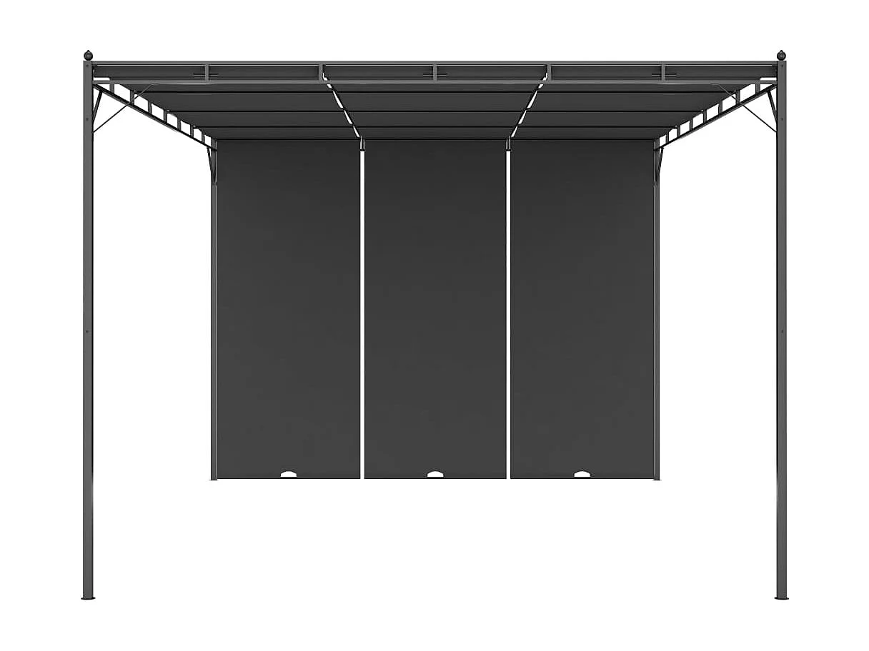Belvédère de jardin avec rideau latéral 4x3x2,25 m Anthracite