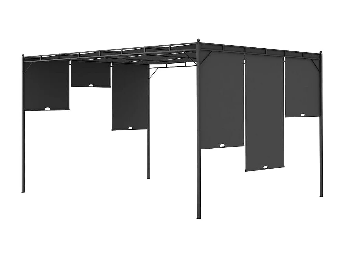 Belvédère de jardin avec rideau latéral 4x3x2,25 m Anthracite