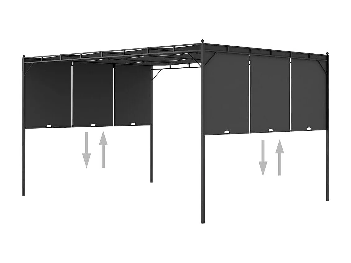 Belvédère de jardin avec rideau latéral 4x3x2,25 m Anthracite