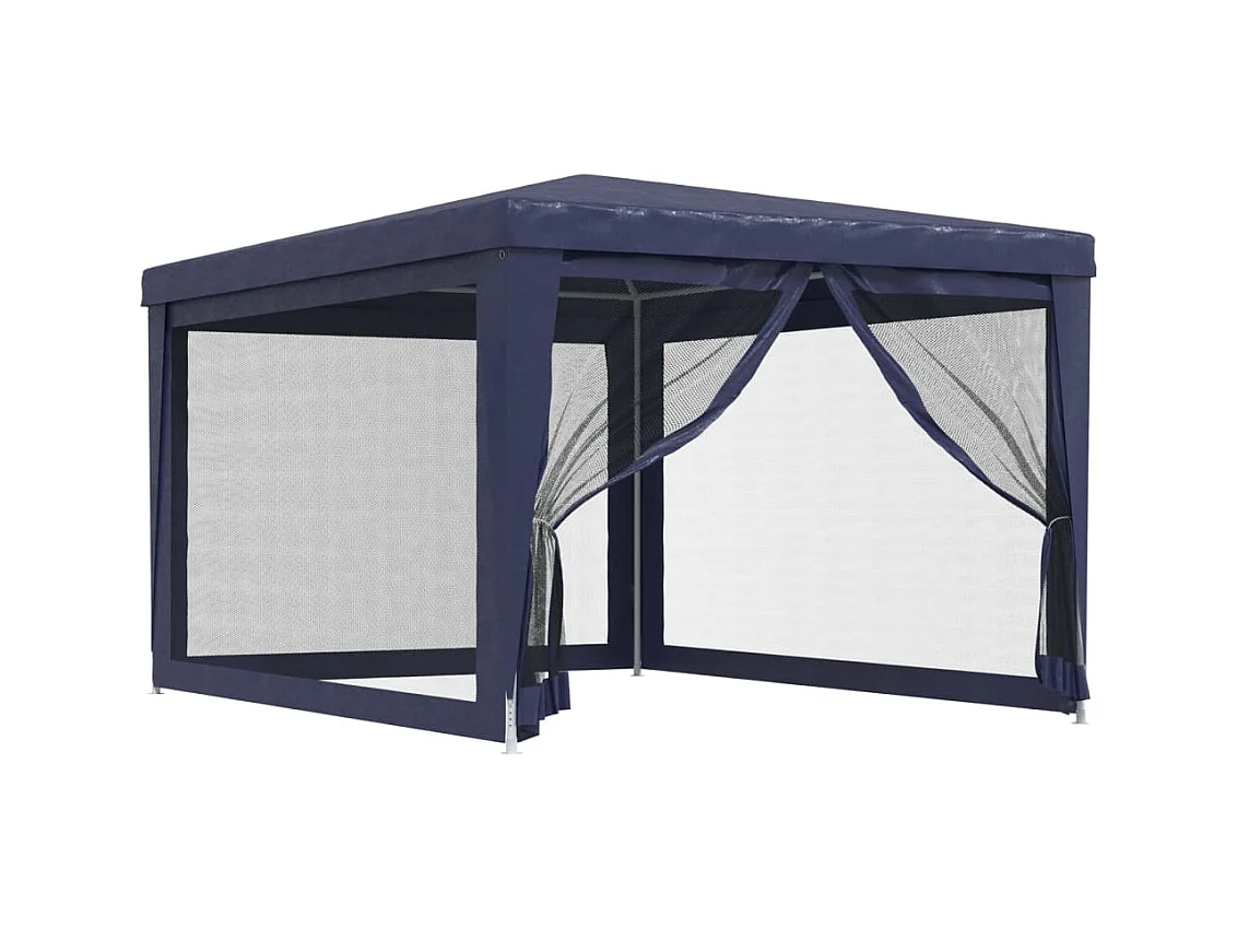Partytent met 4 gaas zijwanden Blauw 3x4 m HDPE