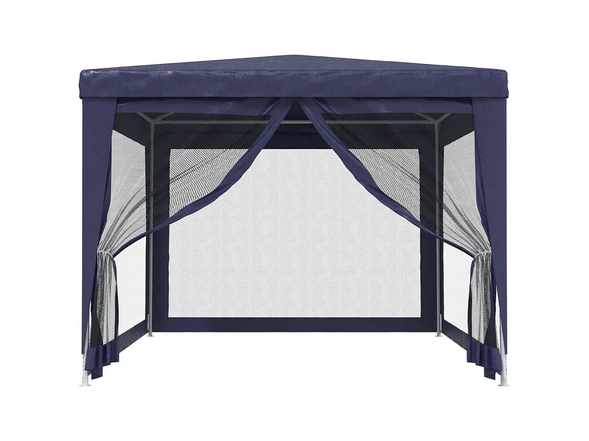 Partytent met 4 gaas zijwanden Blauw 3x4 m HDPE