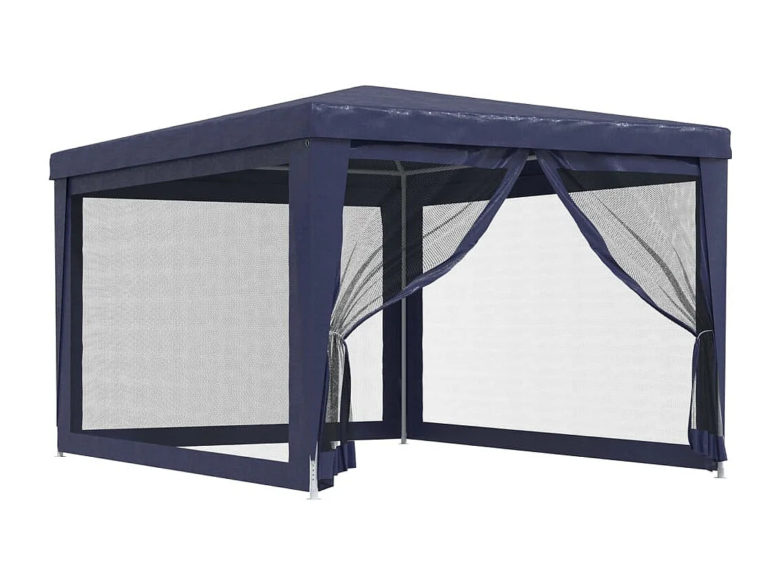 Carpa para fiestas con 4 paredes laterales de malla Azul 3x4 m HDPE