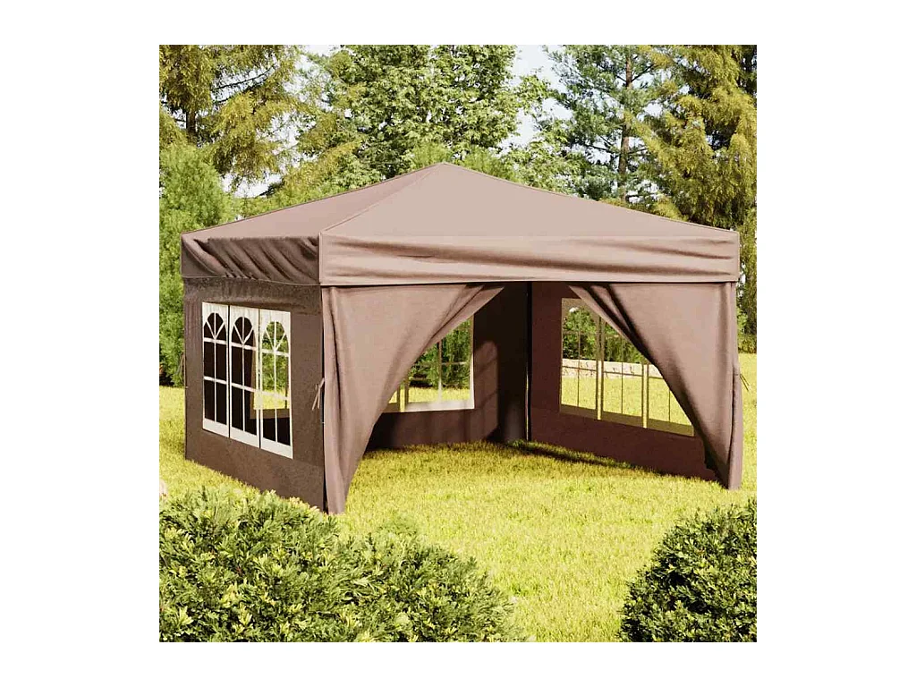 Opvouwbare ontvangsttent met wanden Taupe 3x3 m