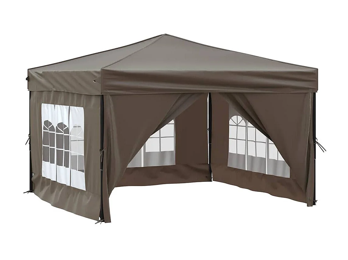 Tenda pieghevole per ricevimenti con pareti Taupe 3x3 m