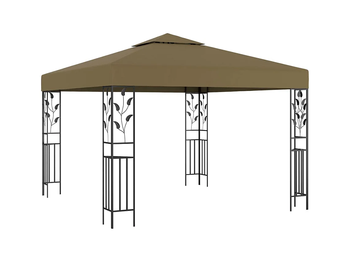 Pavillon mit LED-Lichterkette 3x3 m Taupe