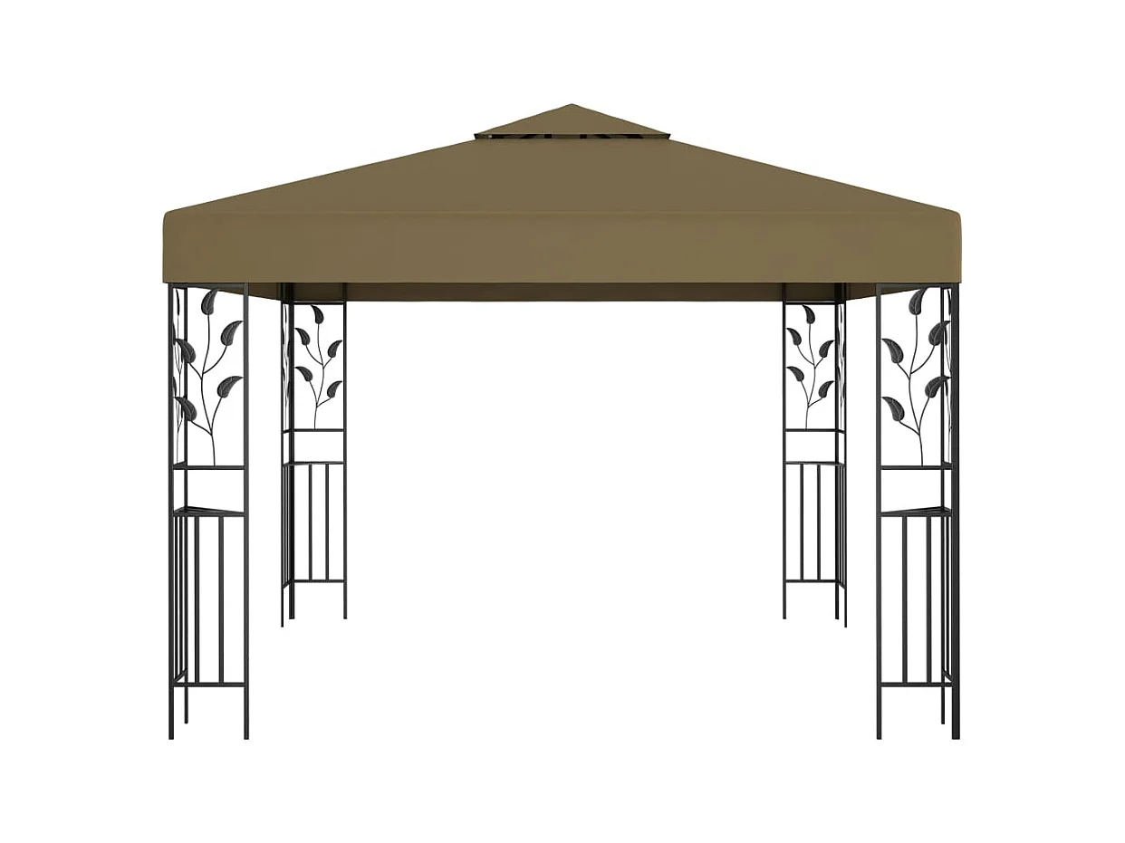 Pavillon mit LED-Lichterkette 3x3 m Taupe