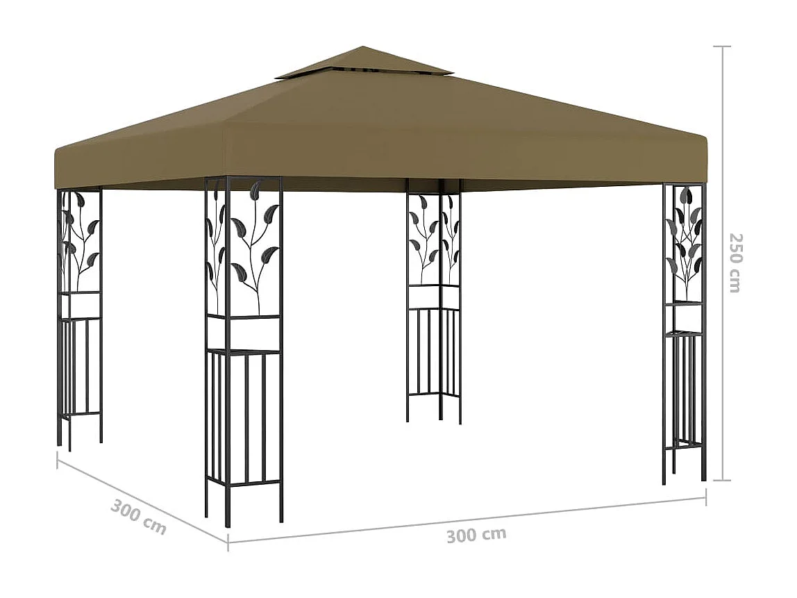 Gazebo con ghirlanda luminosa a LED 3x3 m Tortora