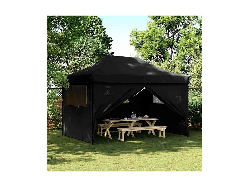 Carpa plegable para fiestas de 4 lados, color negro