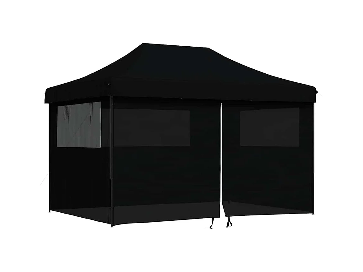 Carpa plegable para fiestas de 4 lados, color negro