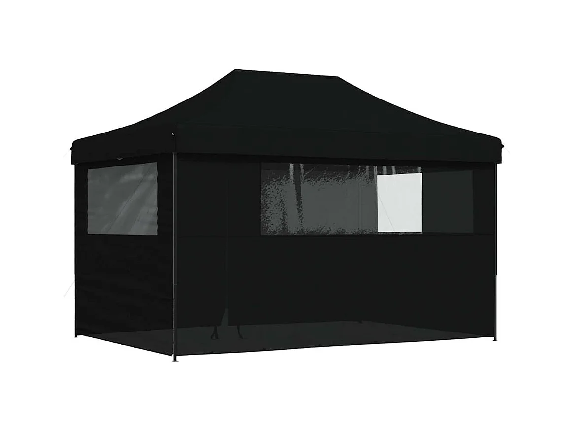 Carpa plegable para fiestas de 4 lados, color negro